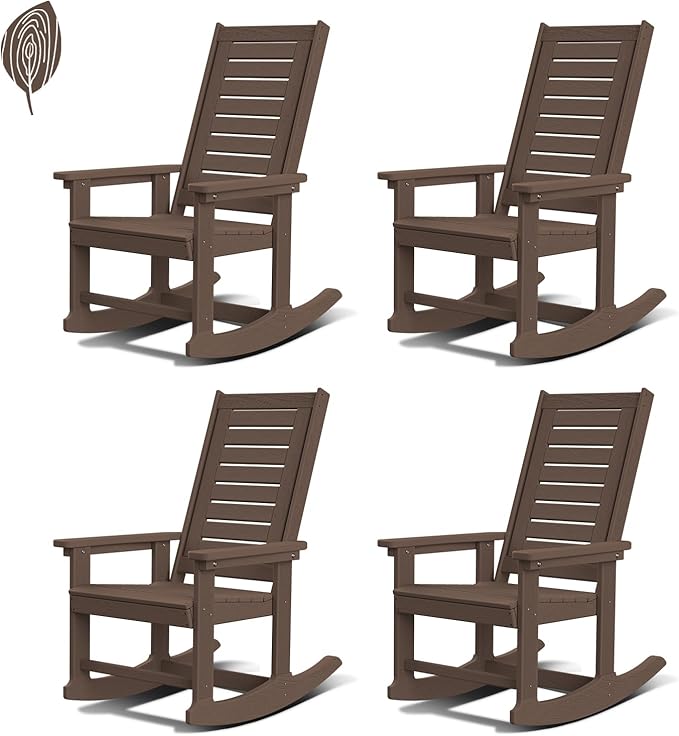 GREENVINES Outdoor Rocking Chairs | Set of 4 | Porch Rocker | HDPE Plastic | by GreenVines