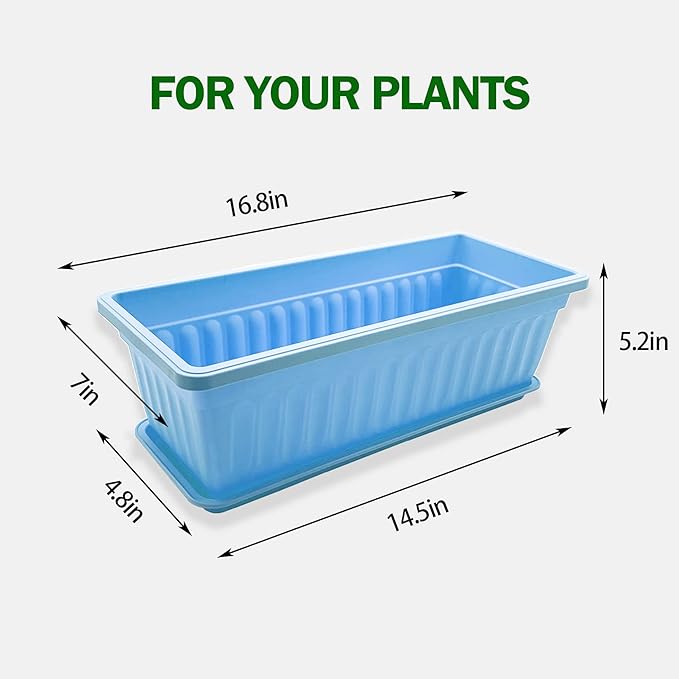 4 Packs 17 Inch Rectangular Window Flower Box Planter - Image 2