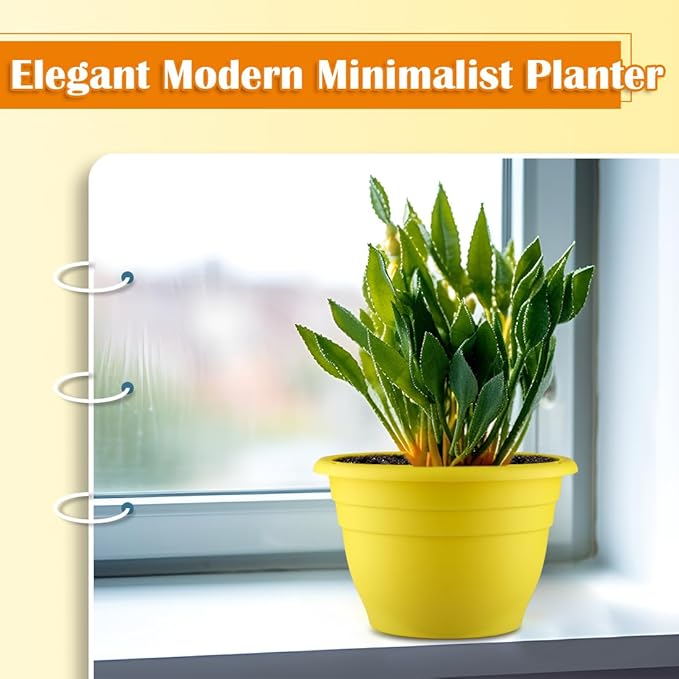 11 Inch Plant Pots Set of 3, Plastic Planters - Image 6