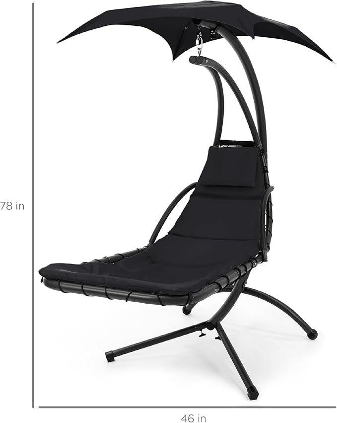 Best Choice Products Outdoor Hanging Curved Steel Chaise Lounge Chair Swing - Image 2