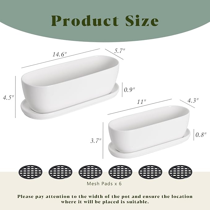 E-liu Ceramic Plant Pots, 11+14 inch, Planters - Image 3