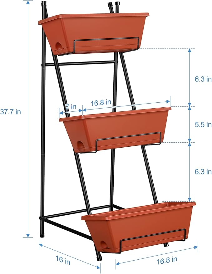 Vertical Raised Garden Bed Outdoor 3 Tiered Garden Planters Standing Elevated - Image 2