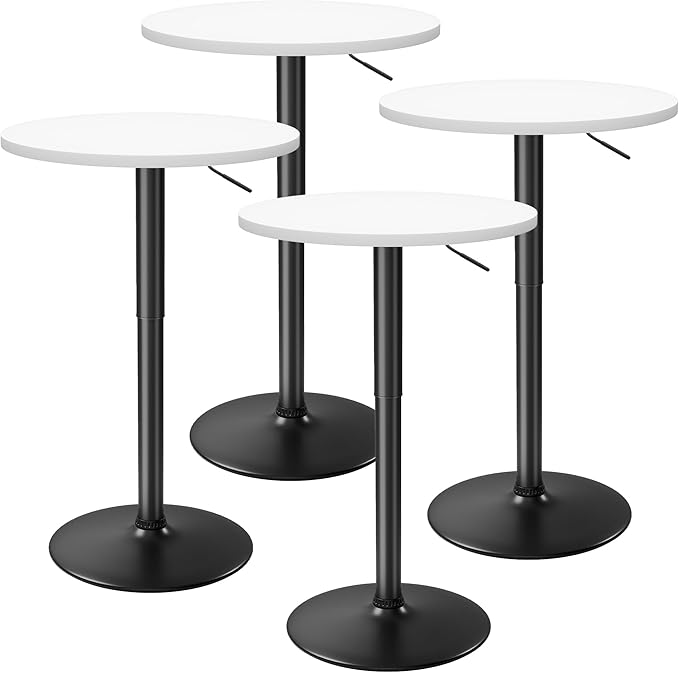 Flamaker Round Bistro Pub Table 23.6 Inch Height Adjustable 360° Swivel Bar by Flamaker