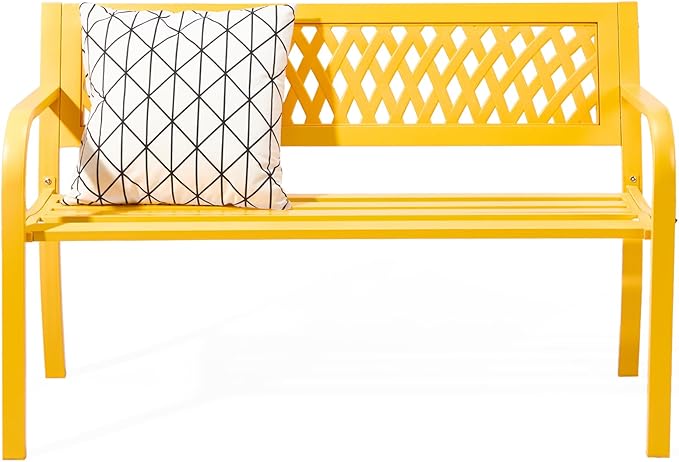 VINGLI 47'' Outdoor Bench, Weather Resistant Garden Patio Bench Powder Coated by VINGLI