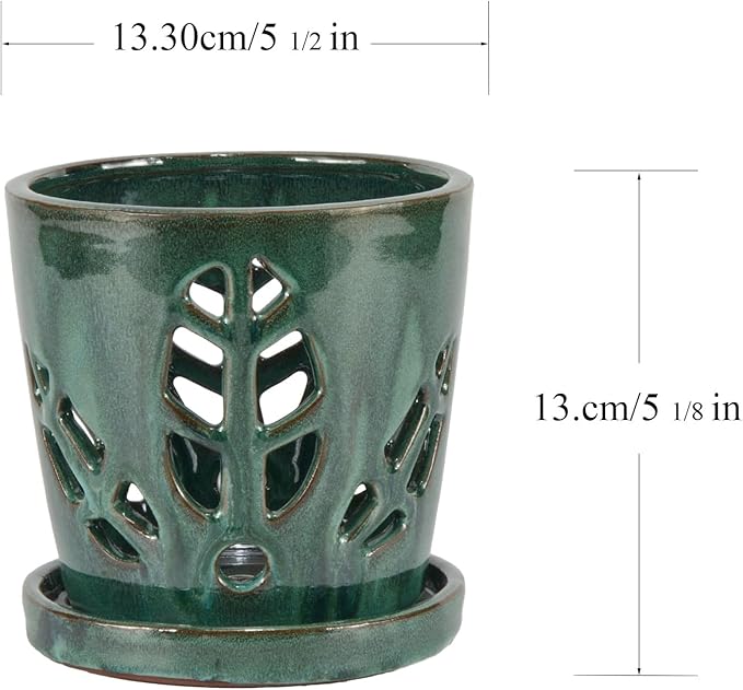 W&W Orchid Pot with Holes and Saucer - Image 6