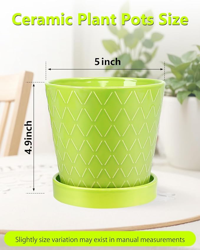 EFISPSS 5 Inch Ceramic Plant Pots Indoor, Planters - Image 2