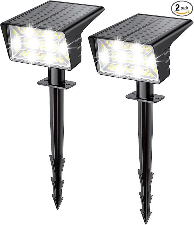 Solar Spot Lights Outdoor with 60 LED & Auto On/Off, 2 Pack Solar Lights by Unknown