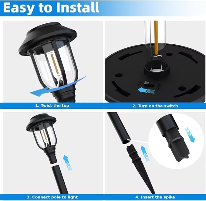 12 Pack Solar Pathway Lights Outdoor, Dusk to Dawn Solar Lights Outdoor - Image 4