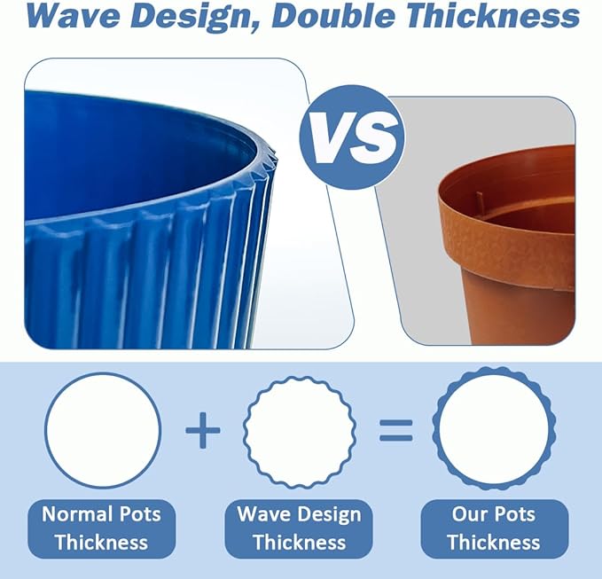 6 Inch Plant Pots, Plastic Flower Pots - Image 3