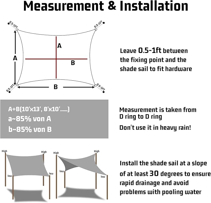 LOVE STORY Right Triangle 9'x9'x12.7' Waterproof Sun Shade Sail Canopy UV Block - Image 3