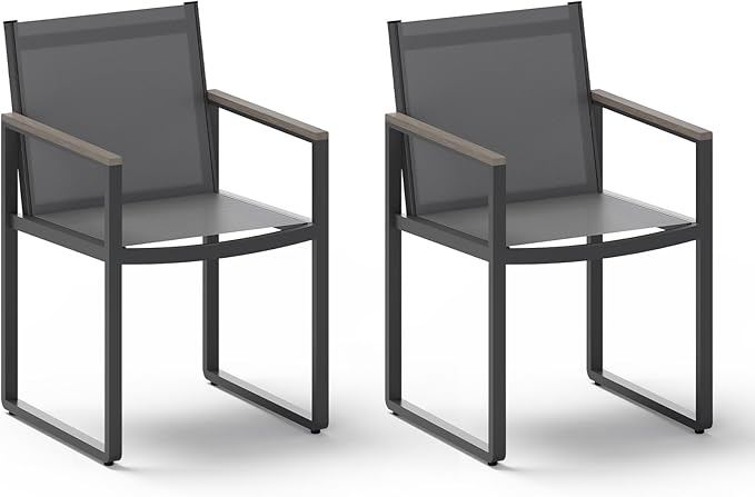 Outdoor Dining Chairs Set of 2, Aluminum Patio Dining Chiars by Oasbira