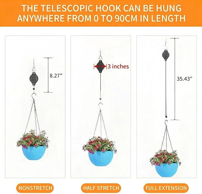 3Pack Retractable Plant Hanger Pulley System - Image 2