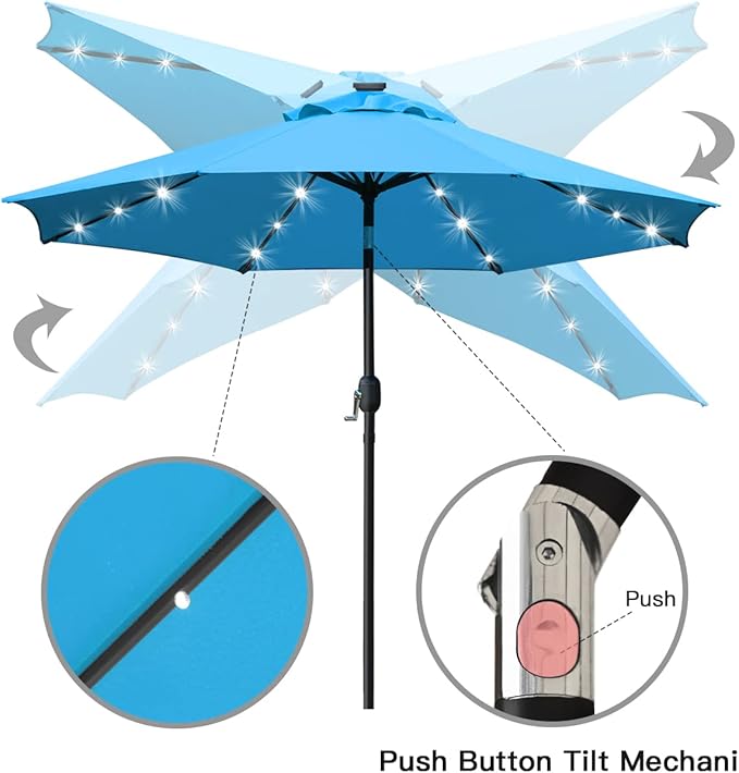 Sunnyglade 9' Solar LED Lighted Umbrella - Image 3