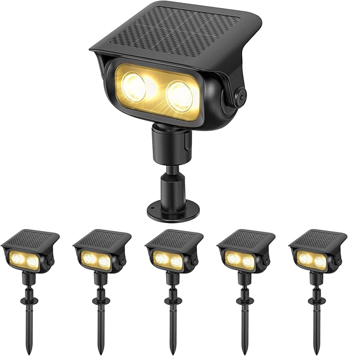 Solar Landscape Spotlights Outdoor Waterproof IP67, Warm White LED Spot Lights by CREATESTAR