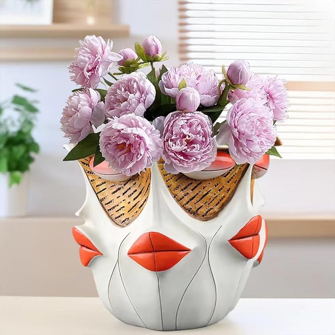 TOZLU Art Abstract Face Planters Pots Head, Unique Fun Abstract Face Flower Pot - Image 8