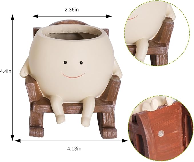 Smiley Face Rocking Chair Planters Flower Pots - Image 2