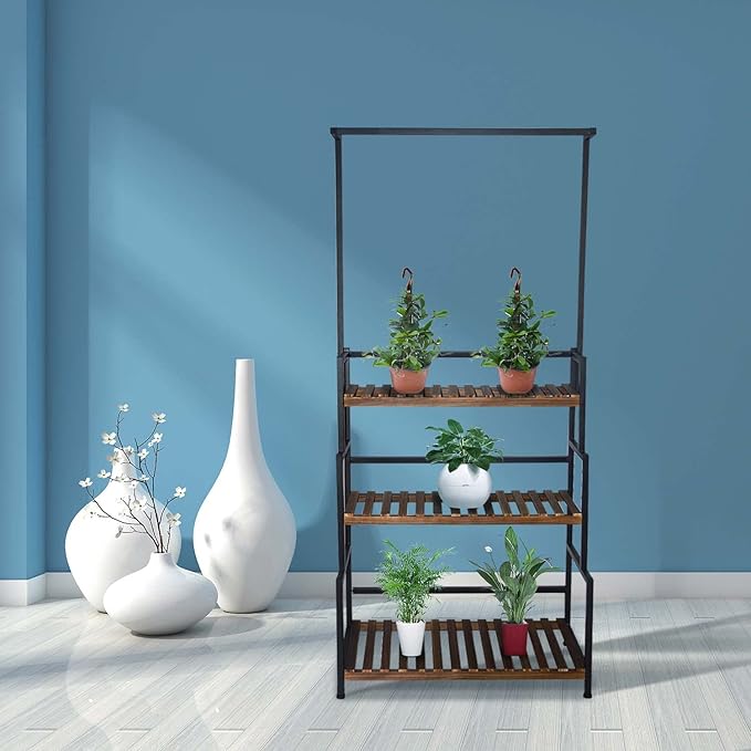 yeshine 3-Tier Hanging Plant Stand Indoor, 68 Inch Tall Metal Plant Shelf - Image 5