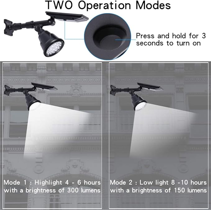 Solar Spotlights Outdoor 18 LED 300 Lumens Waterproof Adjustable Wall Light - Image 5