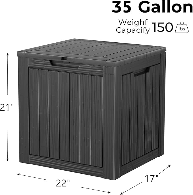 TARKARI 35 Gallon Lockable Resin Deck Box, Waterproof & UV-Resistant Outdoor - Image 2