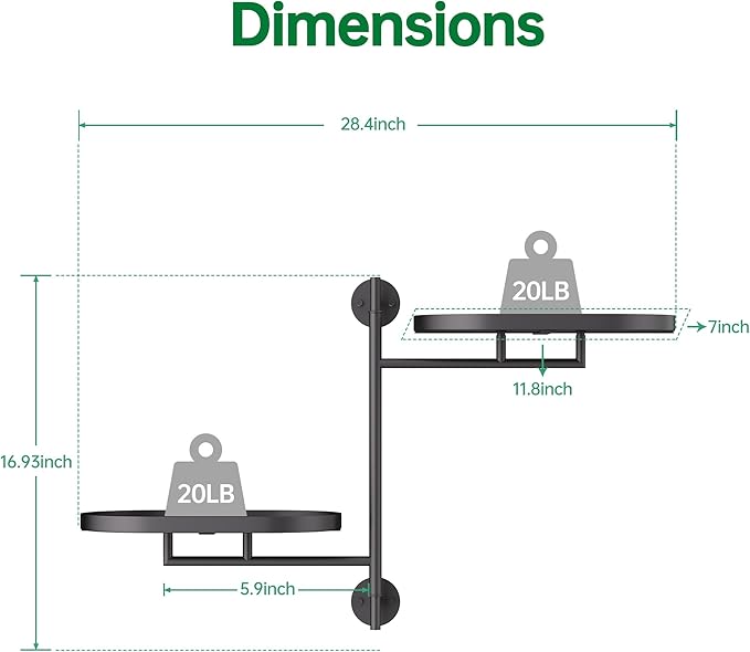 Rotating Window Shelves for Multiple Plants Indoor, 2-tier Metal Corner Black - Image 4