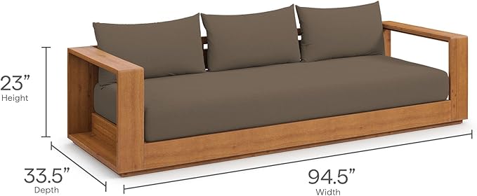 Modway Tahoe Acacia Wood Outdoor Patio Sofa in Natural Cocoa - Image 2