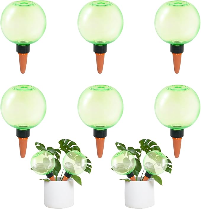 6pcs Large Plant Self Watering Globes, 17.5 oz Plastic Water Bulbs Top Fill by GEWOSI
