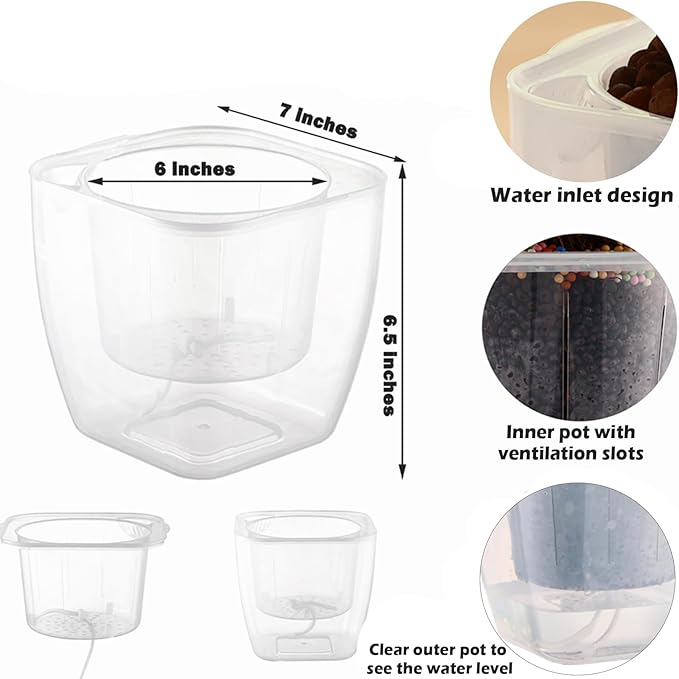 3-Pack Clear Self Watering Planters - Image 4