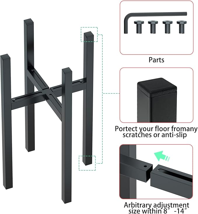 Urban Deco Adjustable Metal Plant Stand Outdoor & Indoor Planter - Image 7