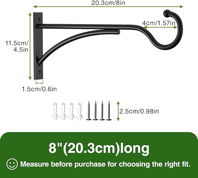 8 Inch 2 Pack Heavy Duty Plant Hangers Outdoor, Metal Plant Brackets - Image 3