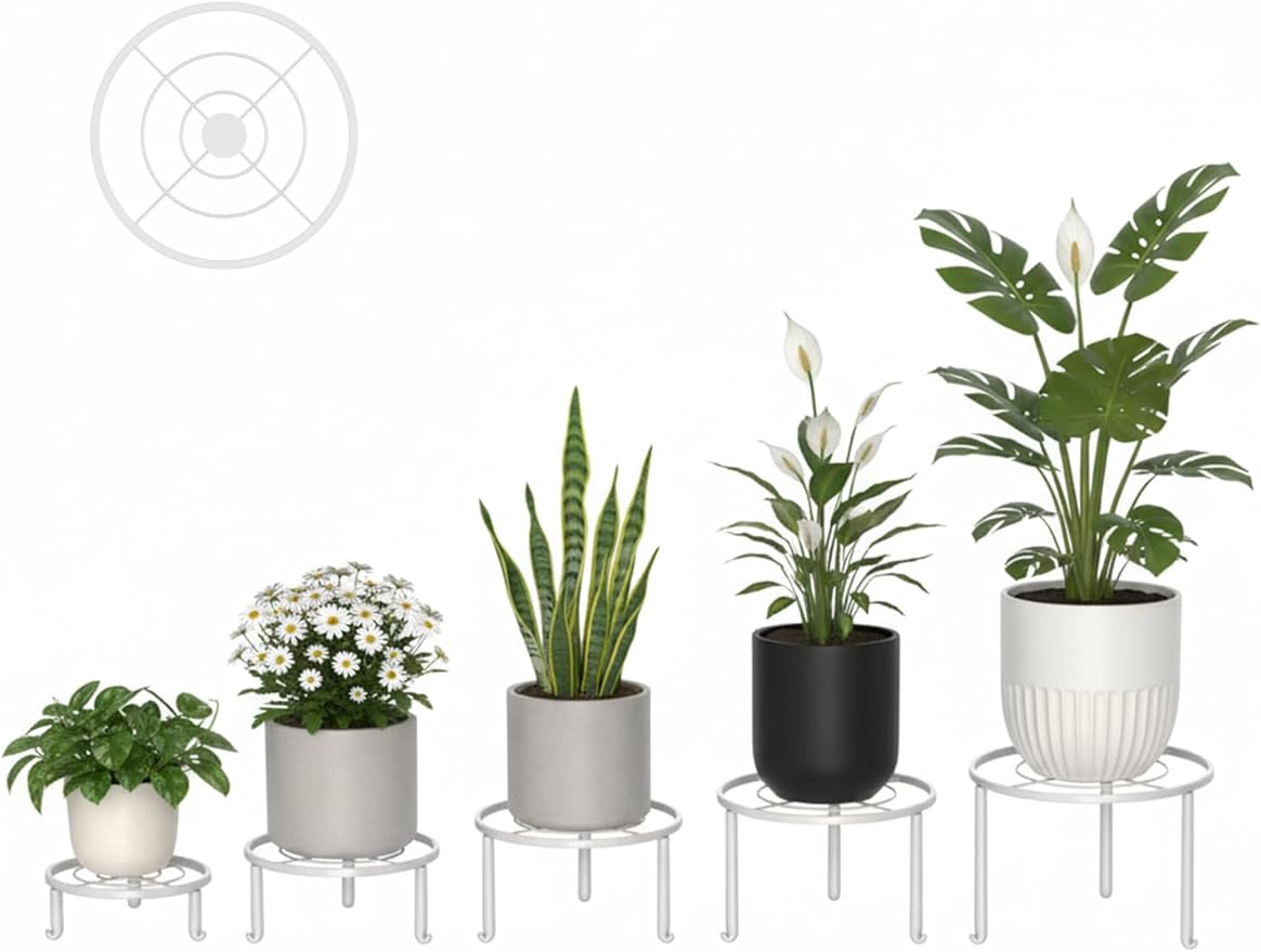 5 Pack Metal Plant Stand Indoor Outdoor Anti-Rust Iron Flower Pot Stand Holder - Image 2