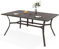 Outdoor Metal Steel Rectangle Patio Dining Table, 6 Person Patio Table by ADREAK
