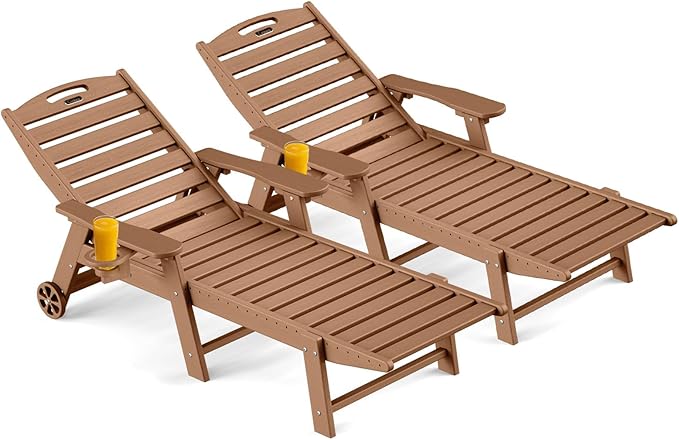 Outdoor Chaise Lounge Chair Set of 2, Patio Lounge Chairs by CIOKEA