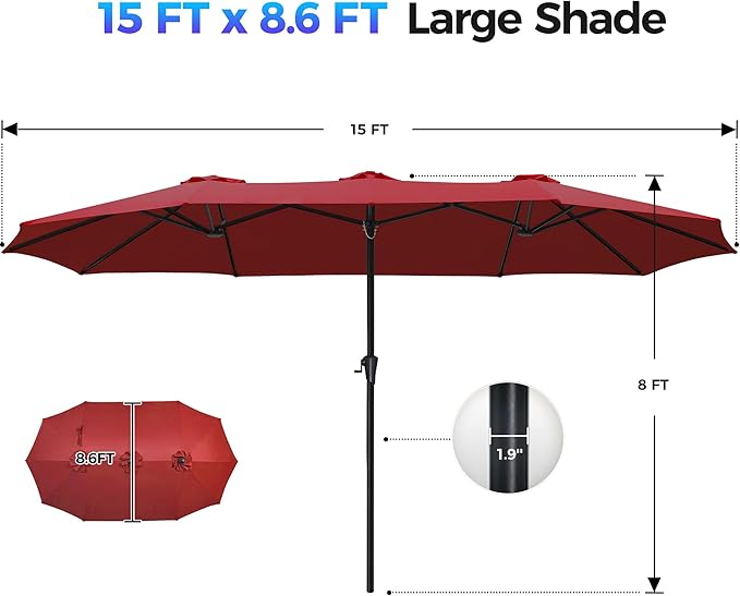 SUPERJARE 15FT Outdoor Umbrella - Image 7