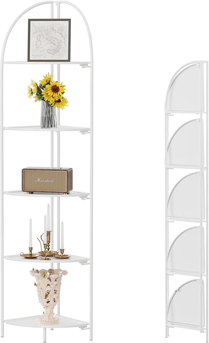 Crofy Foldable 5 Tier Corner Shelf, Metal Corner Plant Stand by CrofyLLC