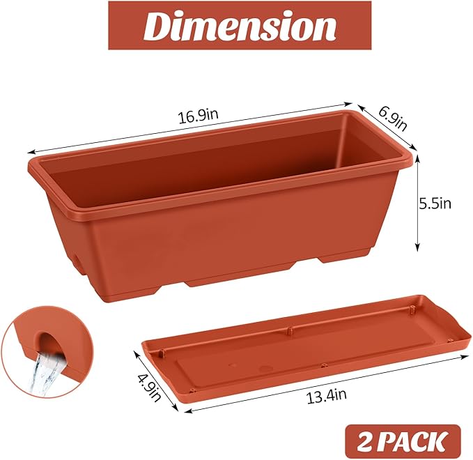CADUKE Railing Planter Boxes Deck 2 Pack Railing Flower Box - Image 9