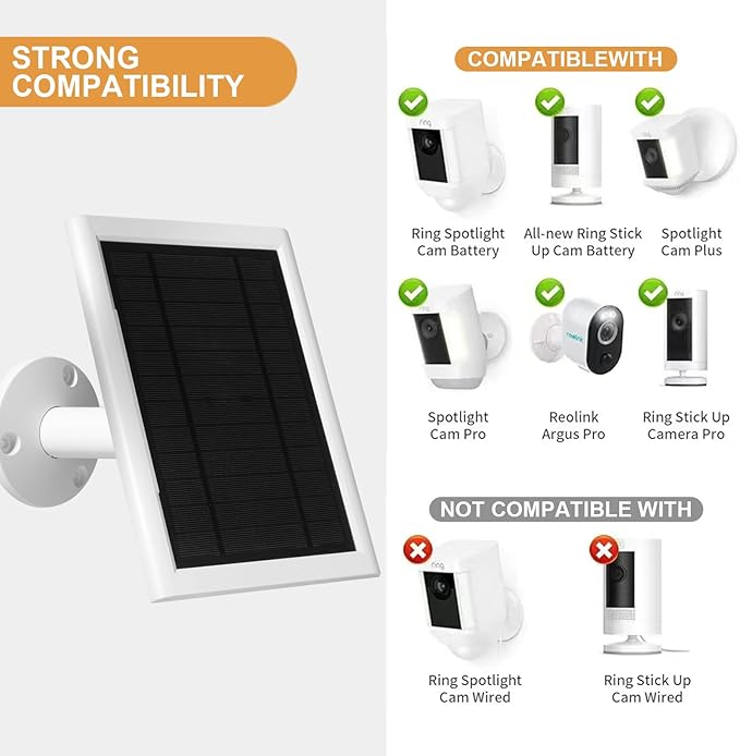 5W Solar Panel Compatible for Ring Camera Spotlight Cam Plus/Pro Stick Up - Image 2