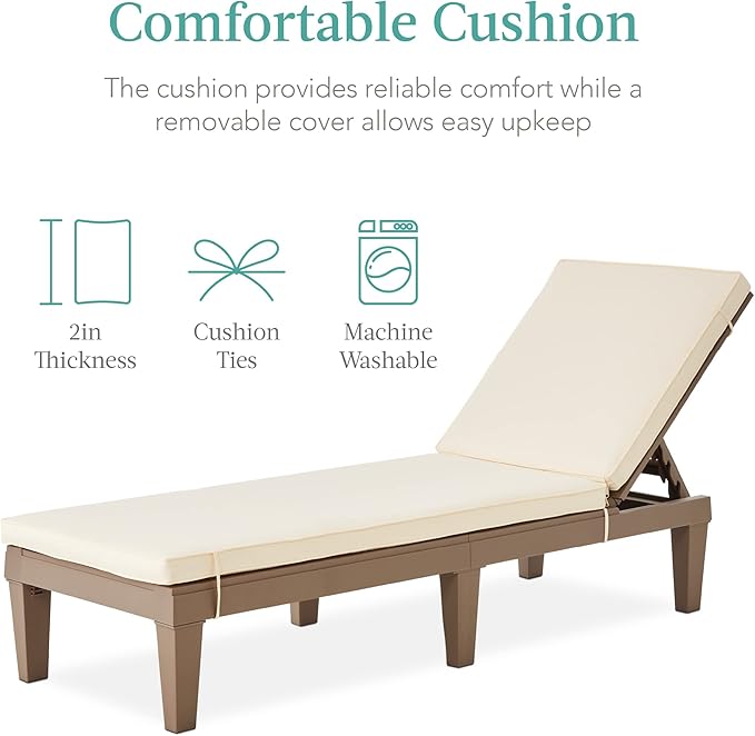Best Choice Products Outdoor Lounge Chair, Resin Patio Chaise Lounger - Image 5