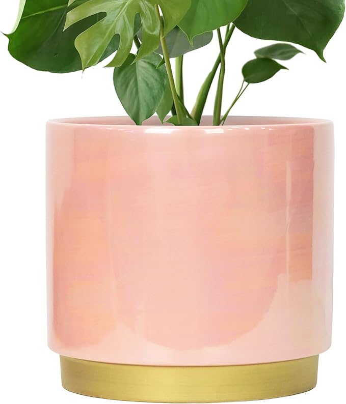 Gepege Pink Indoor Plant Pots for Plants, Large Ceramic Planter by Gepege