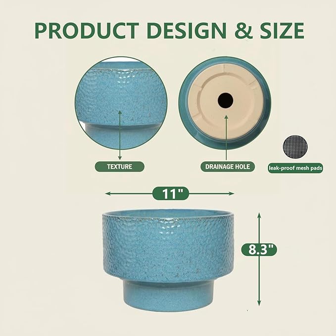 Ceramic Planters 11 Inch, Honeycomb Ceramic Pots - Image 4