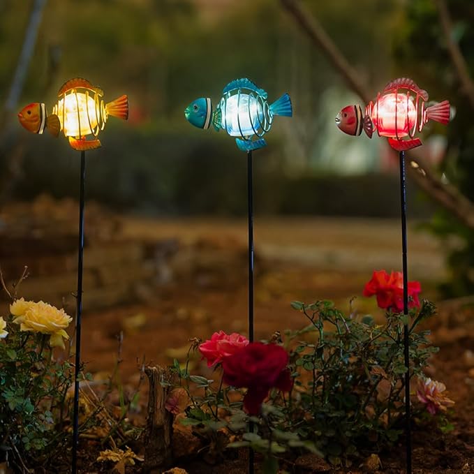 Fish 3Pack 21.3''H Outdoor Figurine Lights, Decorative Garden Stake - Image 9
