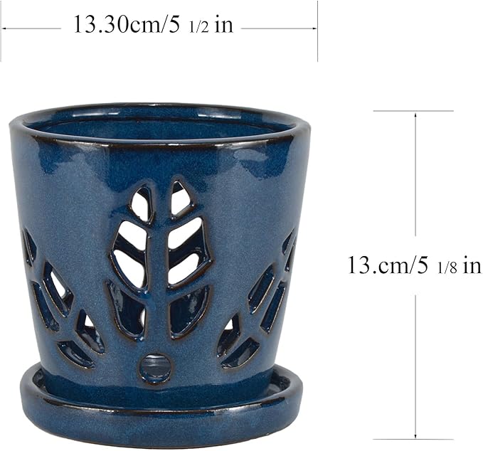 W&W Orchid Pot with Holes and Saucer - Image 6