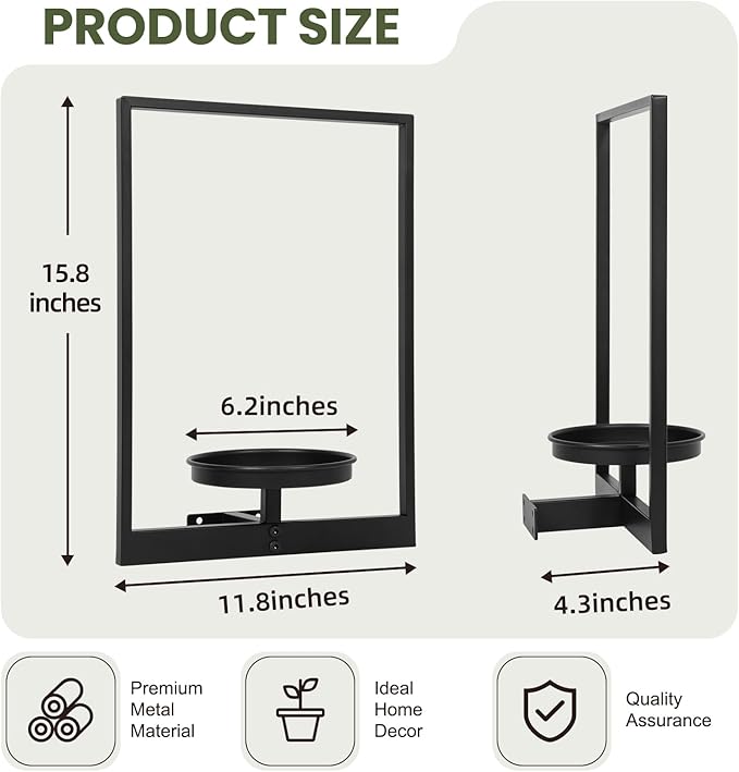 Wall Plant Holder Window Plant Shelves Set of 2, Wall Planters - Image 3