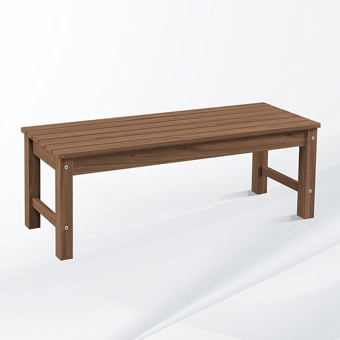 Psilvam 2-Person Outdoor Poly Lumber Patio Backless Bench, Fade-Resistant & by PsilvamGardenFurniture