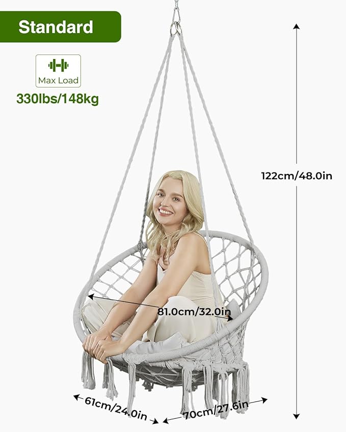 Greenstell Hammock Chair, Macrame Swing Chair - Image 5