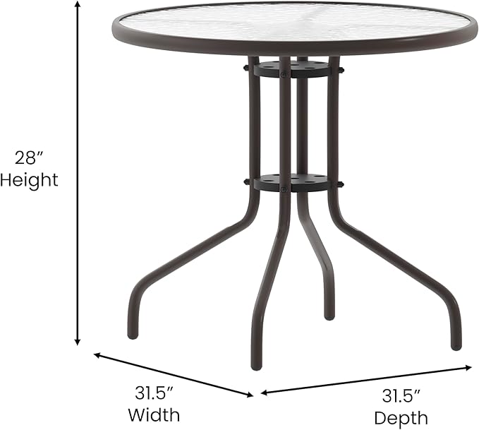 Flash Furniture Bellamy 31.5'' Round Indoor/Outdoor Tempered Glass Metal Frame - Image 3