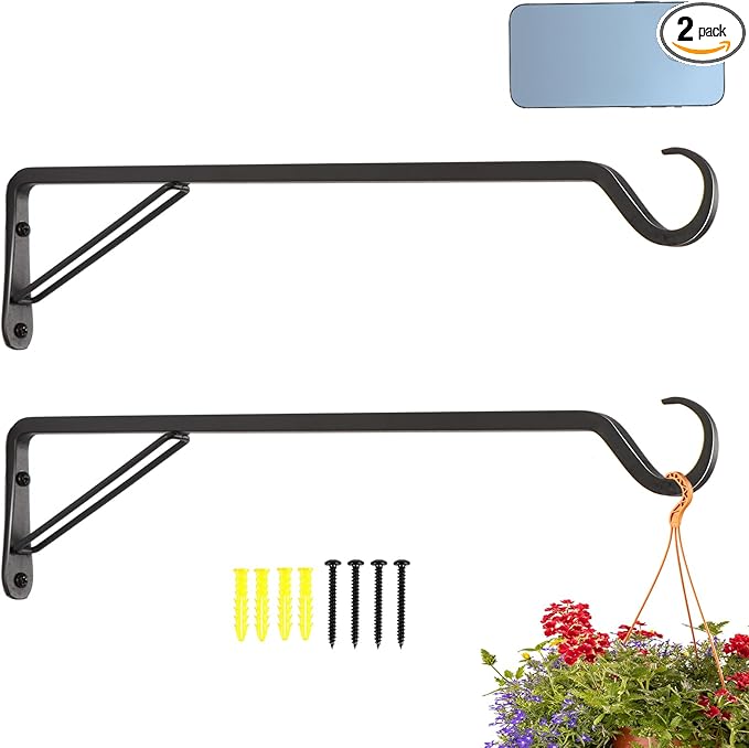 2 Pack Extra Long 19 Inch Heavy-Duty Rust-Resistant Solid Steel Plant Hangers by YELOKIE
