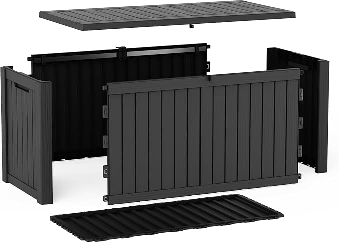 EasyUp 180 Gallon Outdoor Storage Box, Resin Waterproof UV-Resistant Deck Box - Image 7