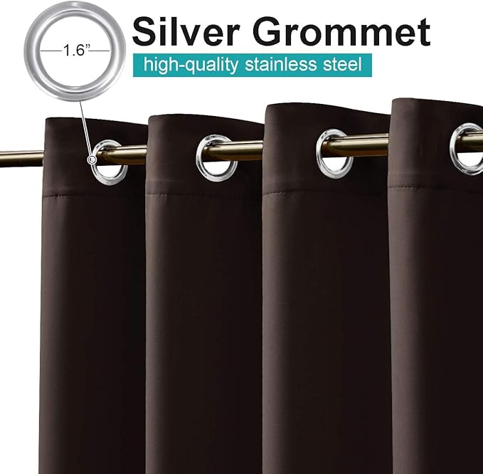 NICETOWN 2 Panels Brown Outdoor Curtains - Image 2