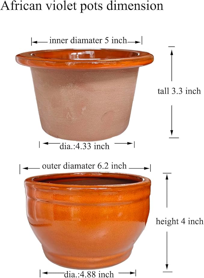 African Violet Pots Self Watering Round Ceramic Violet Pot - Image 3