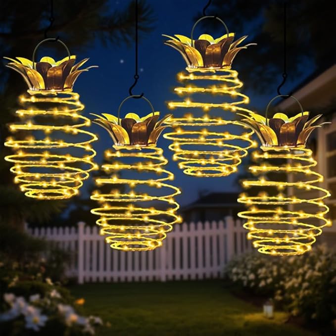 4 Pack Outdoor Solar Hanging Lantern Lights by JHPGEOE